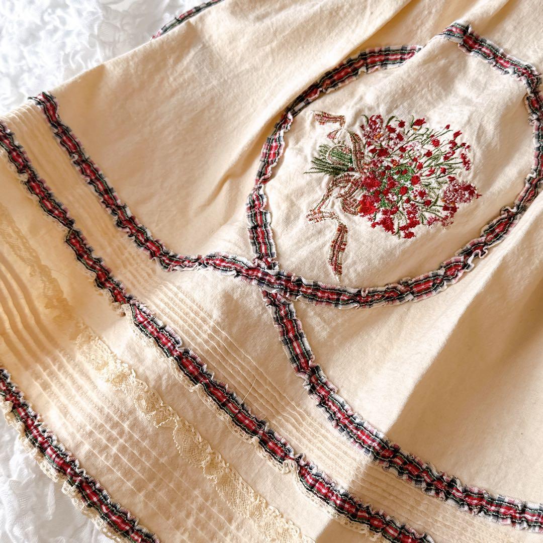 PINK HOUSE ピンクハウス ブーケ刺繍 花柄 リボン チェック フリル