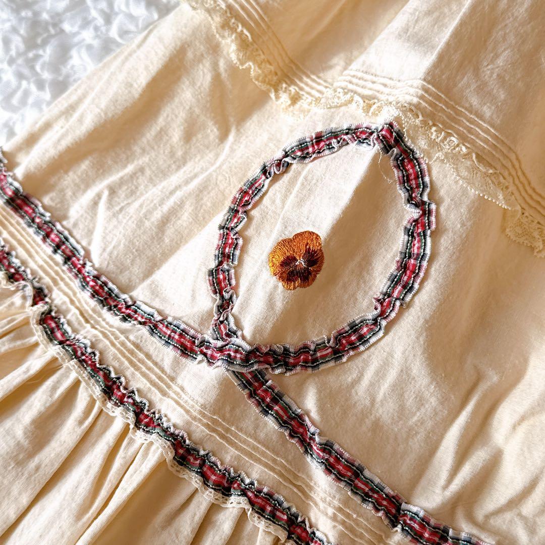 PINK HOUSE ピンクハウス ブーケ刺繍 花柄 リボン チェック フリル