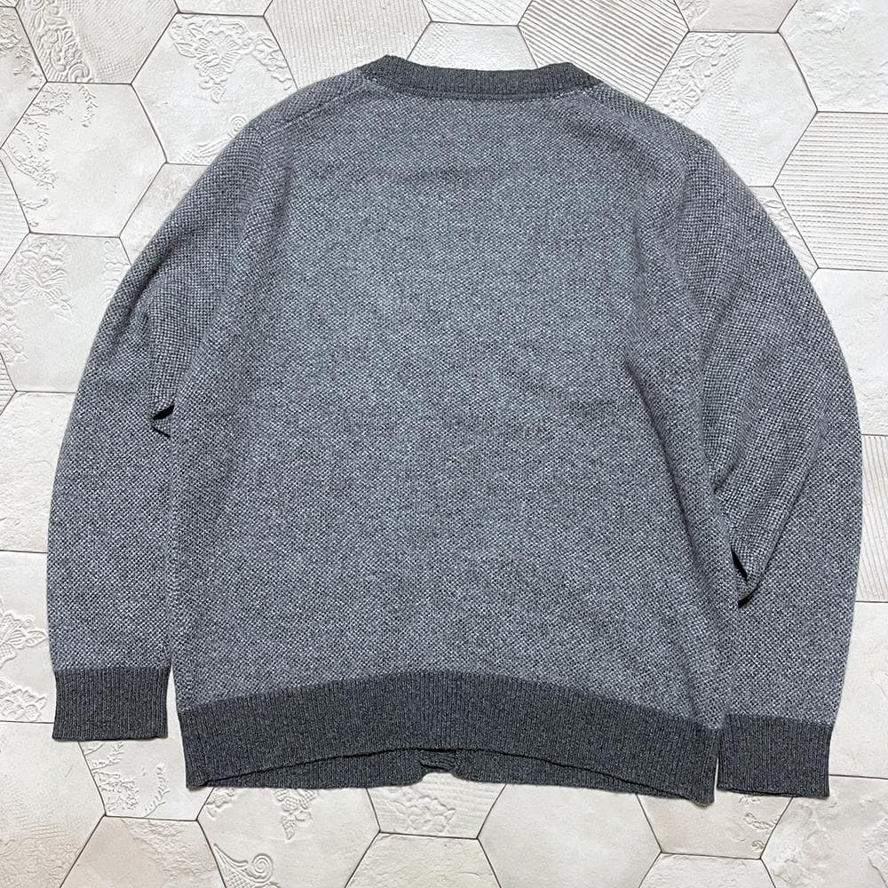 美品 クリケット ピュアカシミヤ100％ バーズアイ柄 ニットカーディガン LL