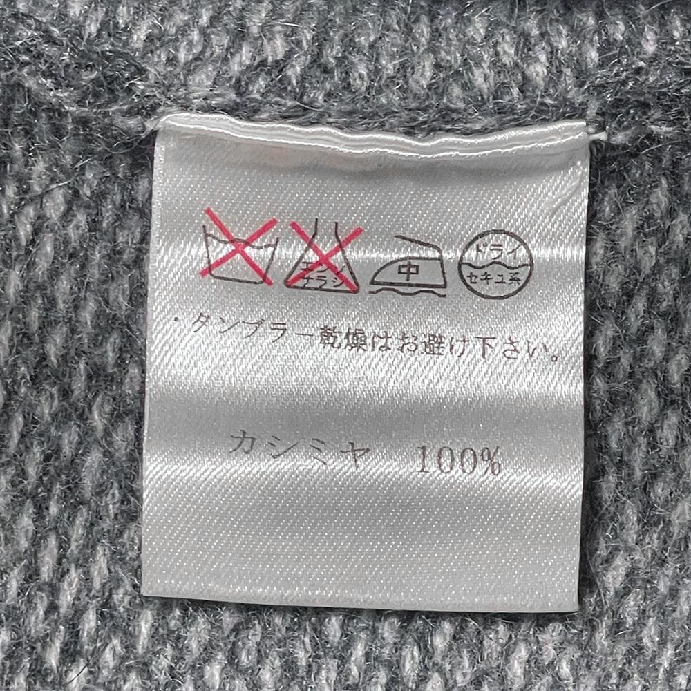 美品 クリケット ピュアカシミヤ100％ バーズアイ柄 ニットカーディガン LL