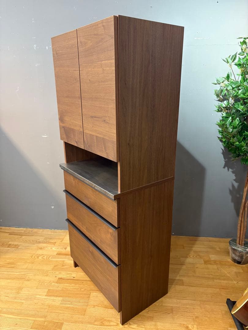 M048 関具製 高級食器棚 レンジボード カップボード 幅700mm