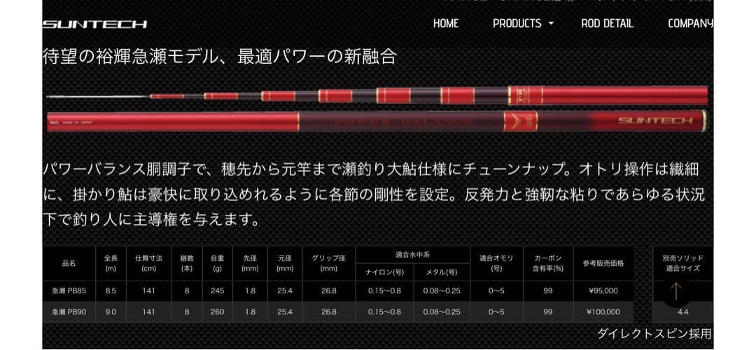 サンテック フィールドマスター 裕輝 急瀬 鮎竿 90