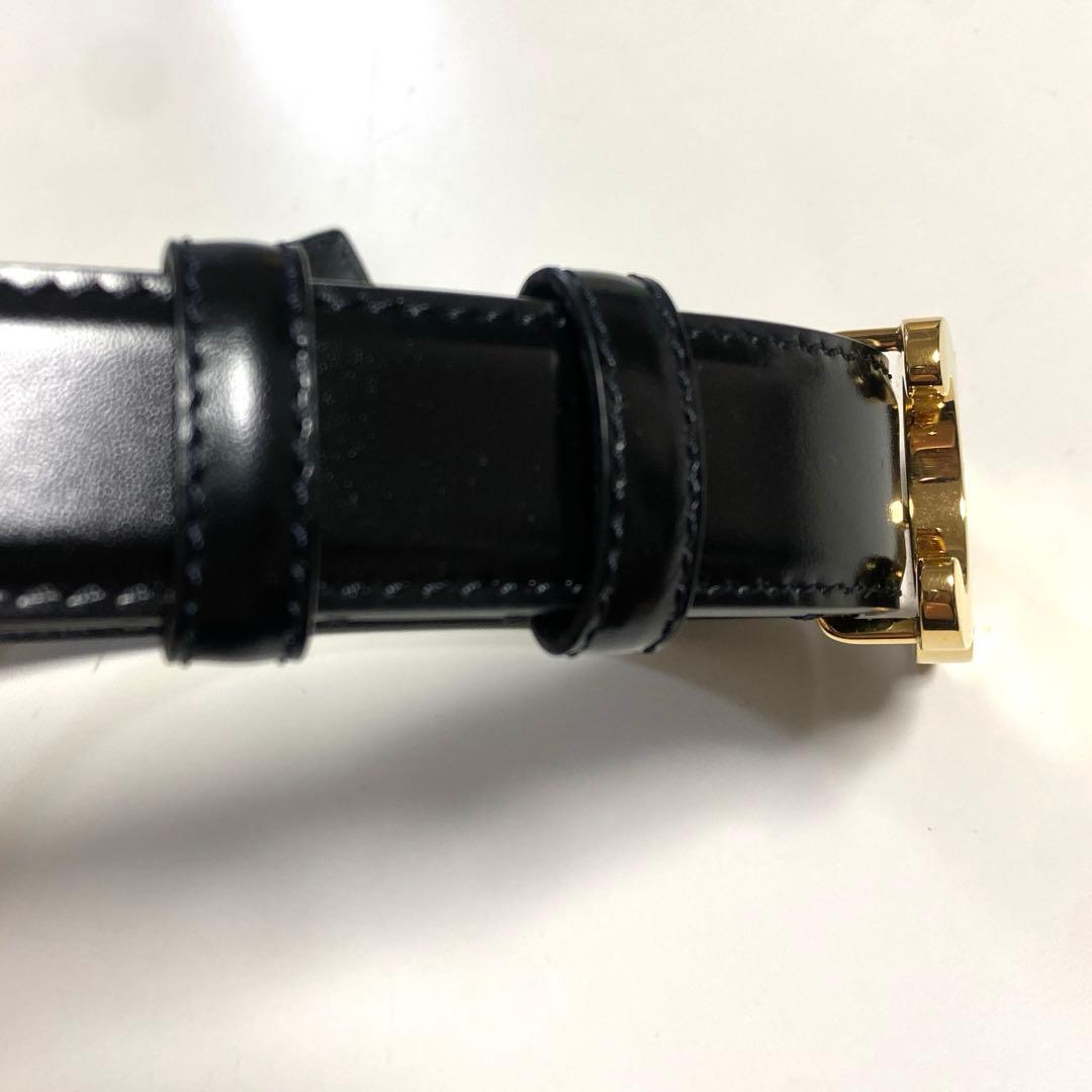 CELINE ブラックベルト ゴールドバックル