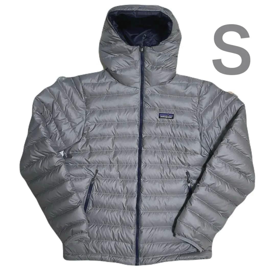 美品 パタゴニア ダウンセーターフーディー メンズ S シルバー グレー