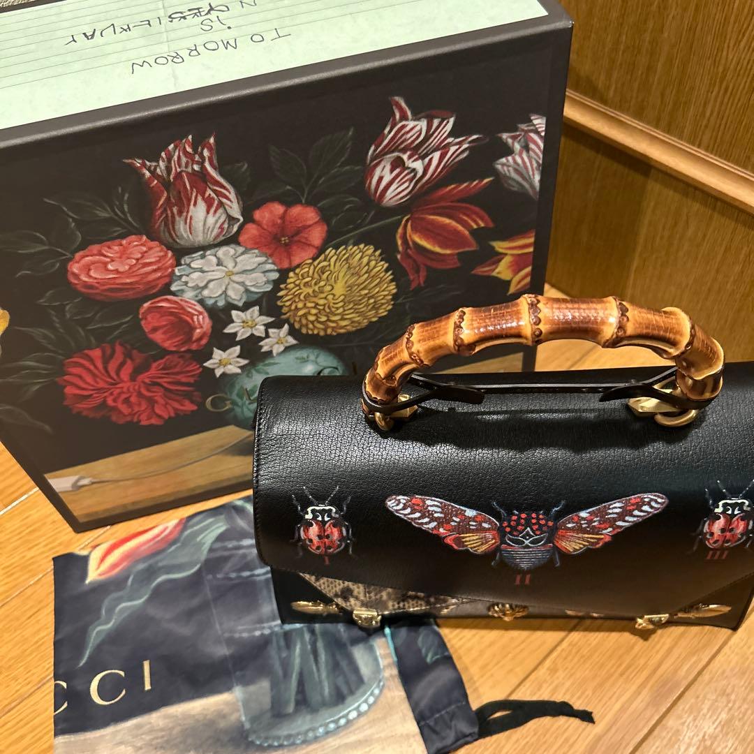 グッチ オッティリア パイソン バンブー ショルダーバッグ レザー