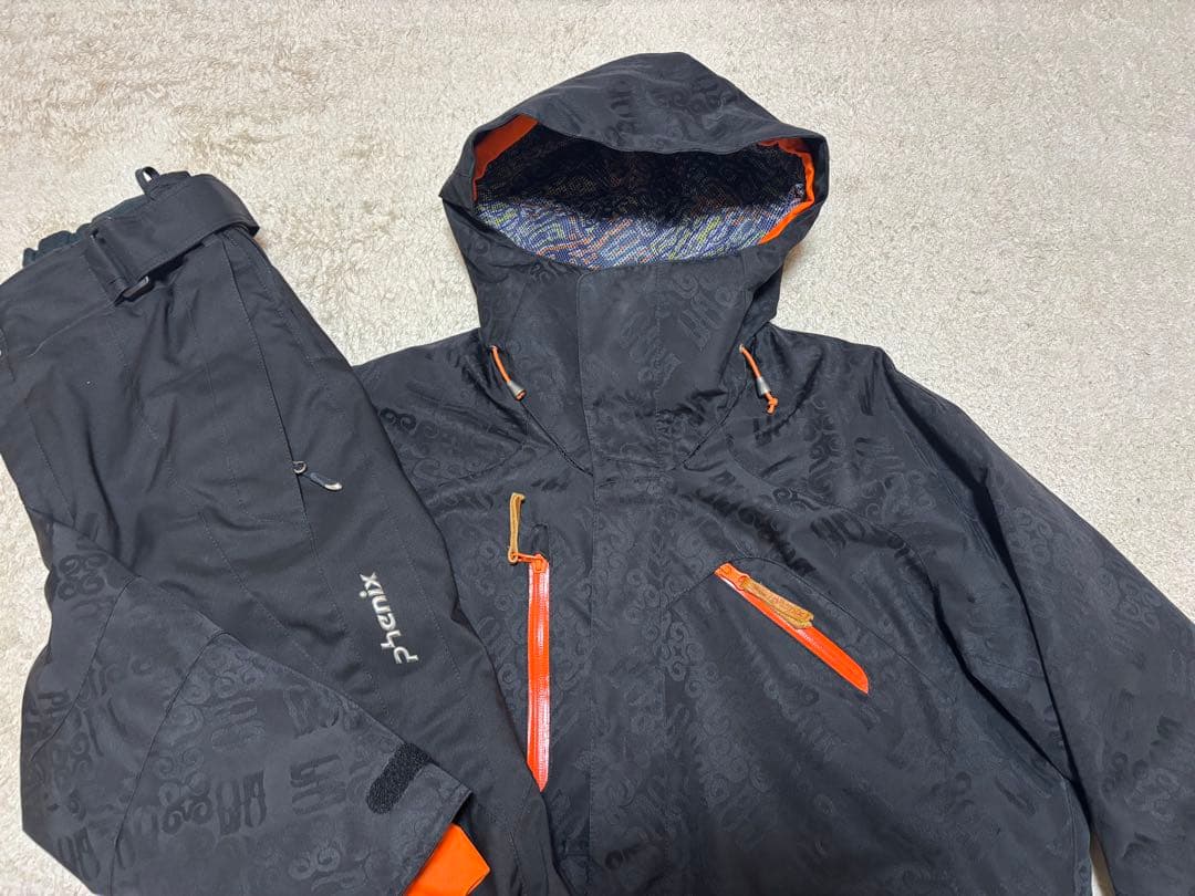 Phenix メンズ スキーウェア Mサイズ ブラック オレンジ 上下セット
