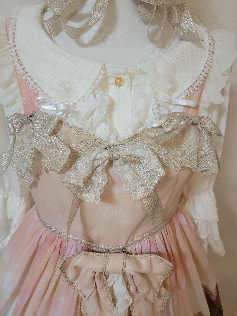 BABY 月夜の森のAURORAsoiree柄 jsk ヘッドドレス付き