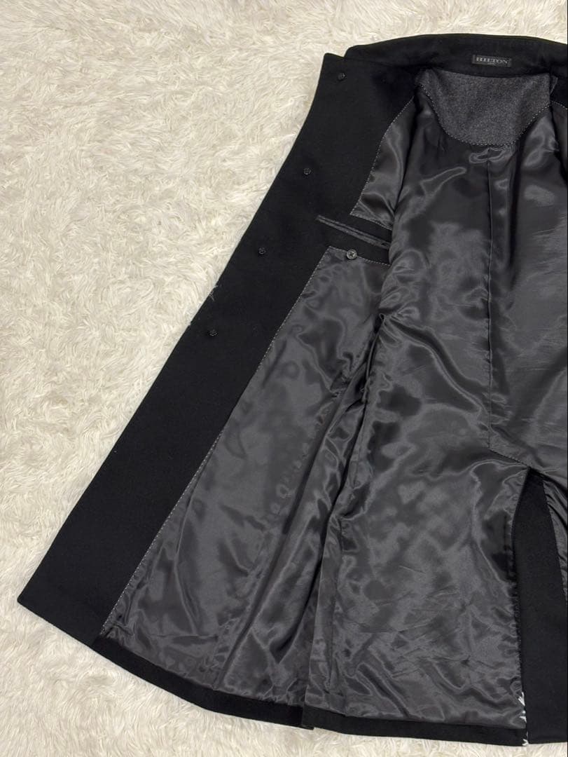 ヒルトン カシミヤ100％ ステンカラーコート ブラック Lサイズ