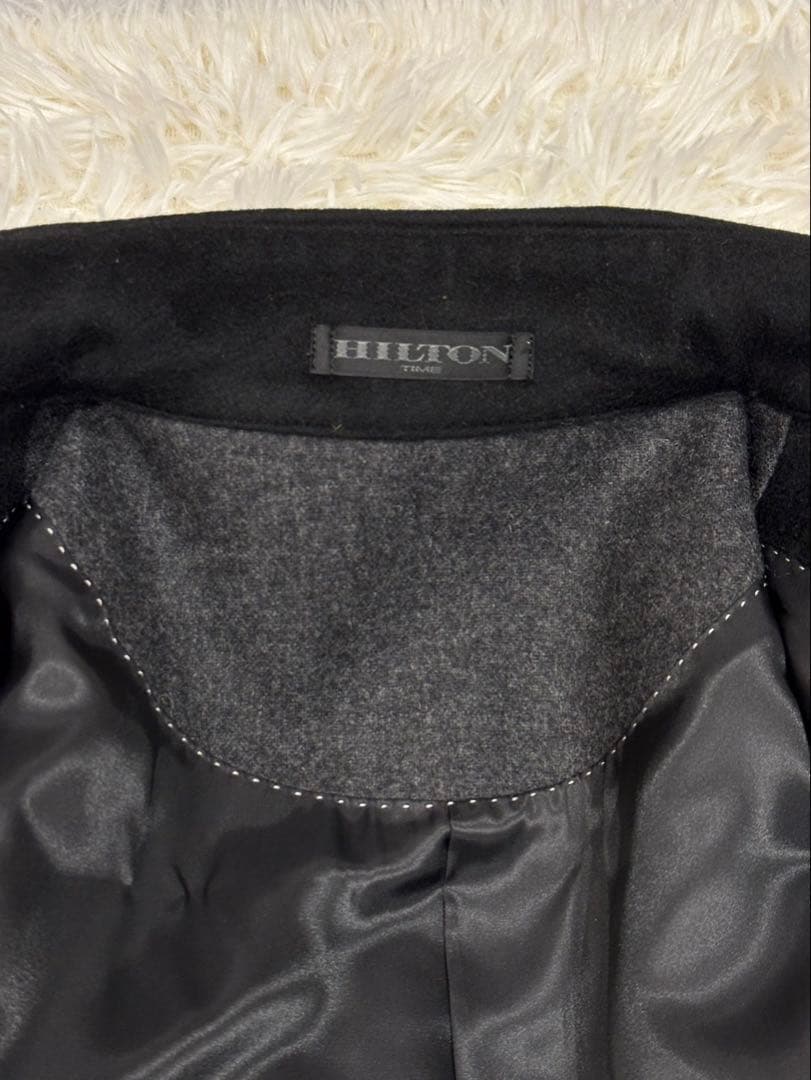 ヒルトン カシミヤ100％ ステンカラーコート ブラック Lサイズ