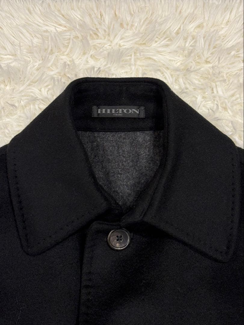 ヒルトン カシミヤ100％ ステンカラーコート ブラック Lサイズ