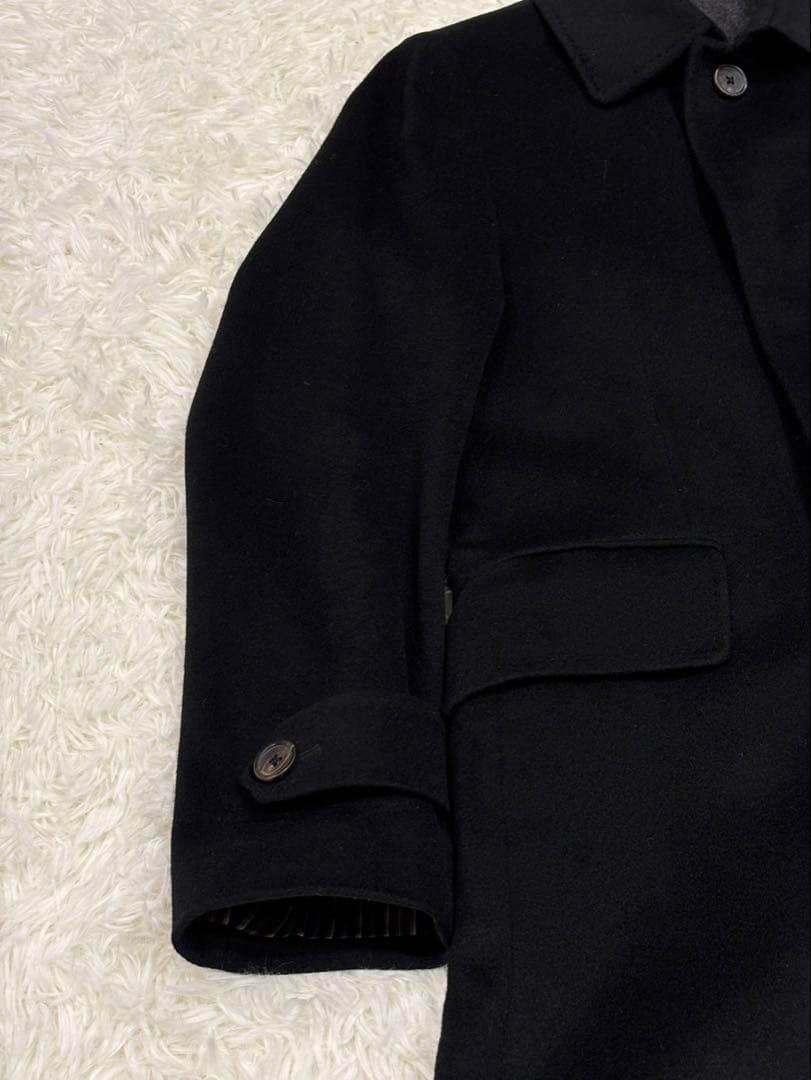 ヒルトン カシミヤ100％ ステンカラーコート ブラック Lサイズ