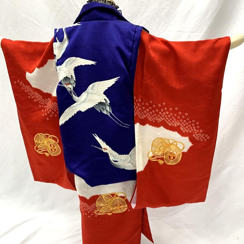 512ag72□七五三 三歳 女児 着物&被布 一つ紋 金駒刺繍□状態良好