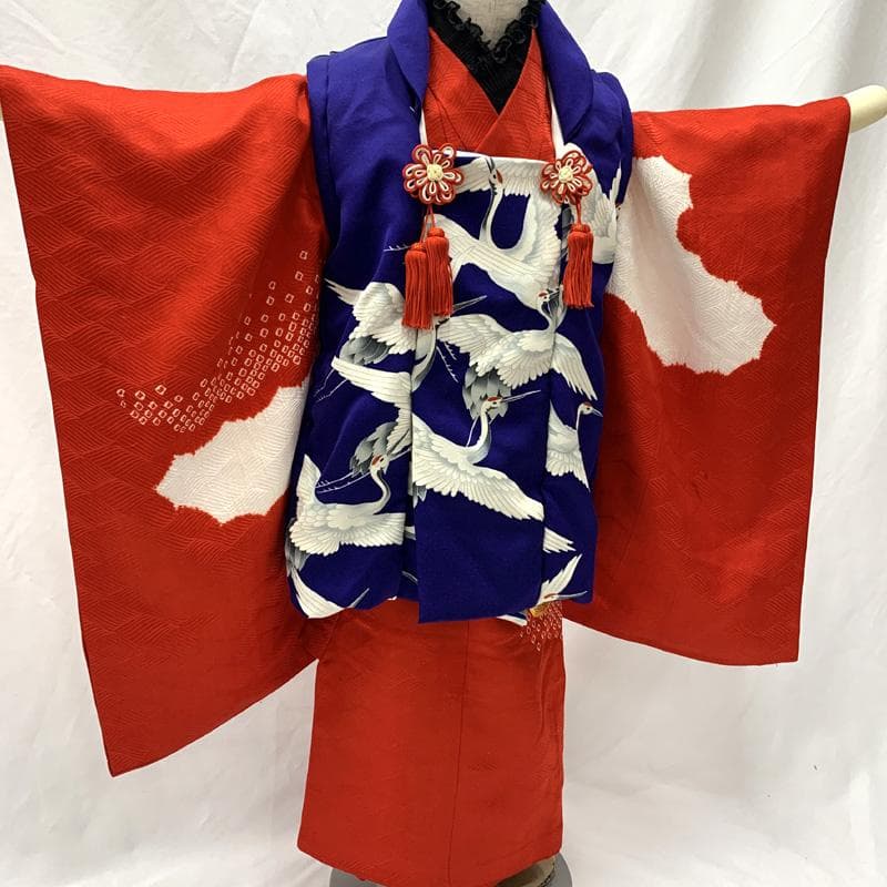 512ag72□七五三 三歳 女児 着物&被布 一つ紋 金駒刺繍□状態良好