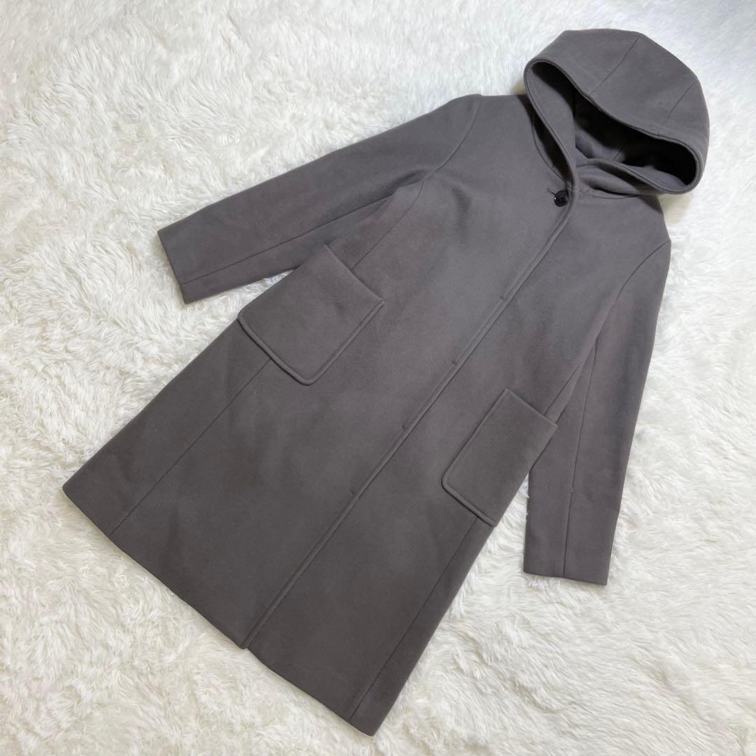 スローブイエナ ロングコート ポートランドウール フード グレー 38