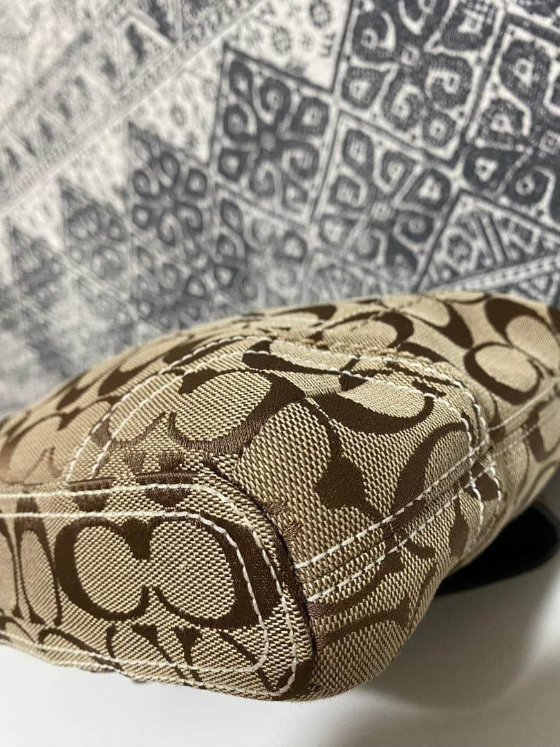 【美品】COACH コーチ シグネチャー ショルダーバッグ 斜め掛けかばん 茶色