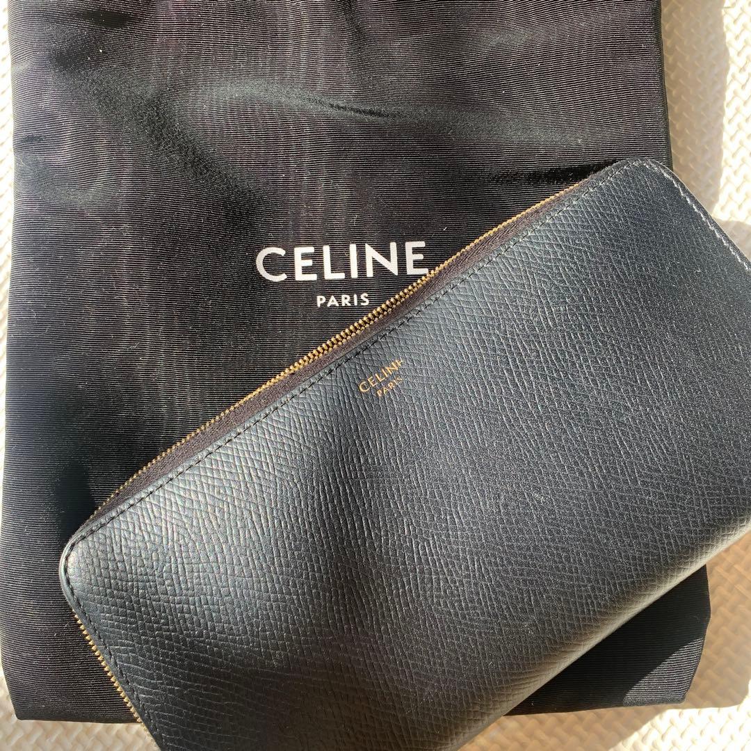 CELINE ブラック レザー 長財布 保存袋付き