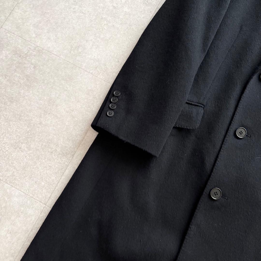 クリスチャンディオール　チェスターコート　ロング　黒　L　ラムウール