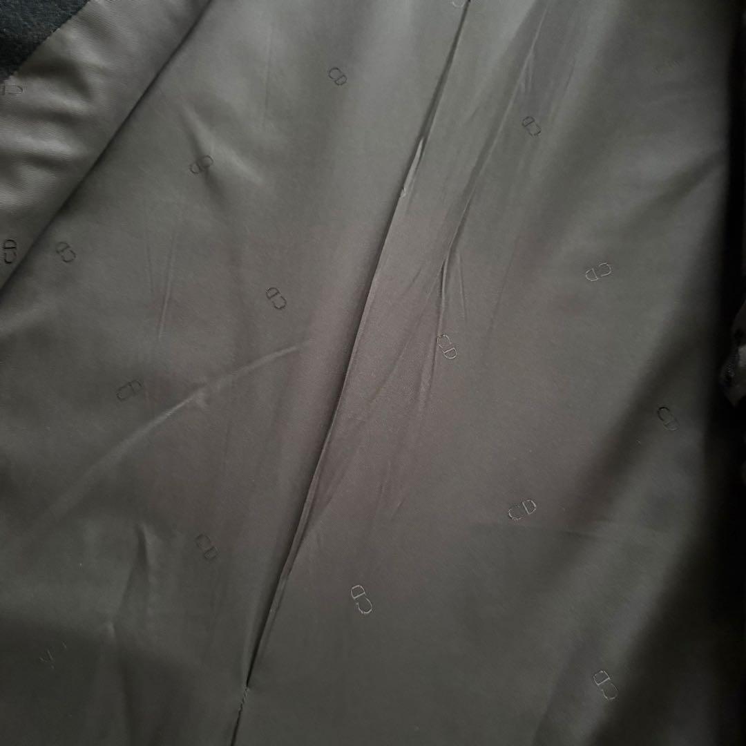 クリスチャンディオール　チェスターコート　ロング　黒　L　ラムウール