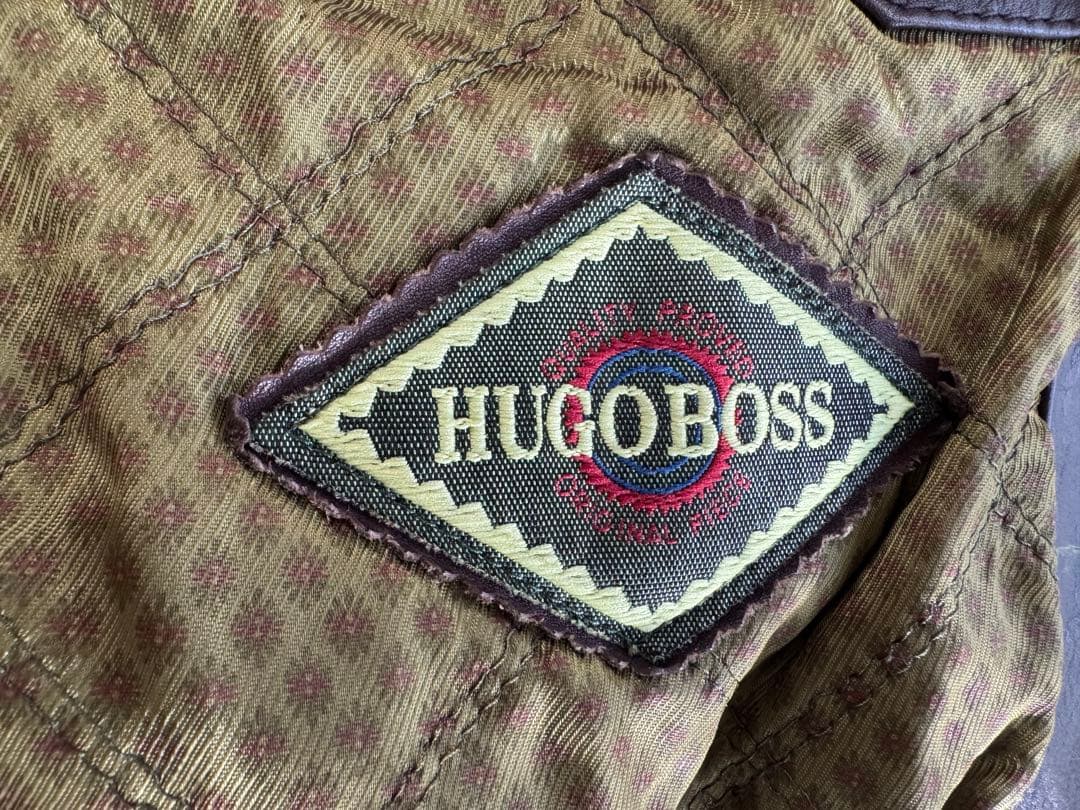 HUGO BOSS レザージャケット A2ジャケット ブラウン 古着 riri-【国内