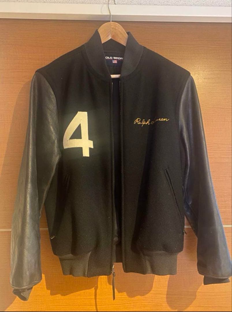 POLO SPORT 袖レザースタジャン L