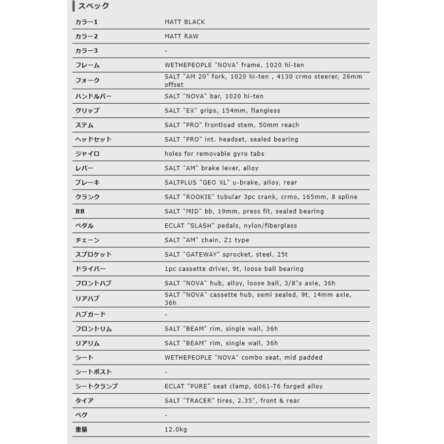 BMX20インチストリートWETHEPEOPLE NOVA GLOSSY RAW