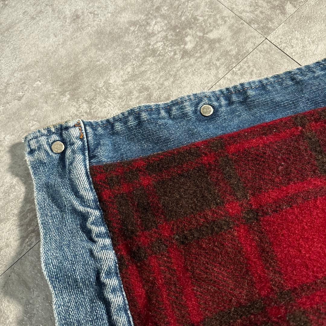 80s 白タグ　ラルフ　USA製　デニムジャケット　裏地ブランケット　XL 短丈