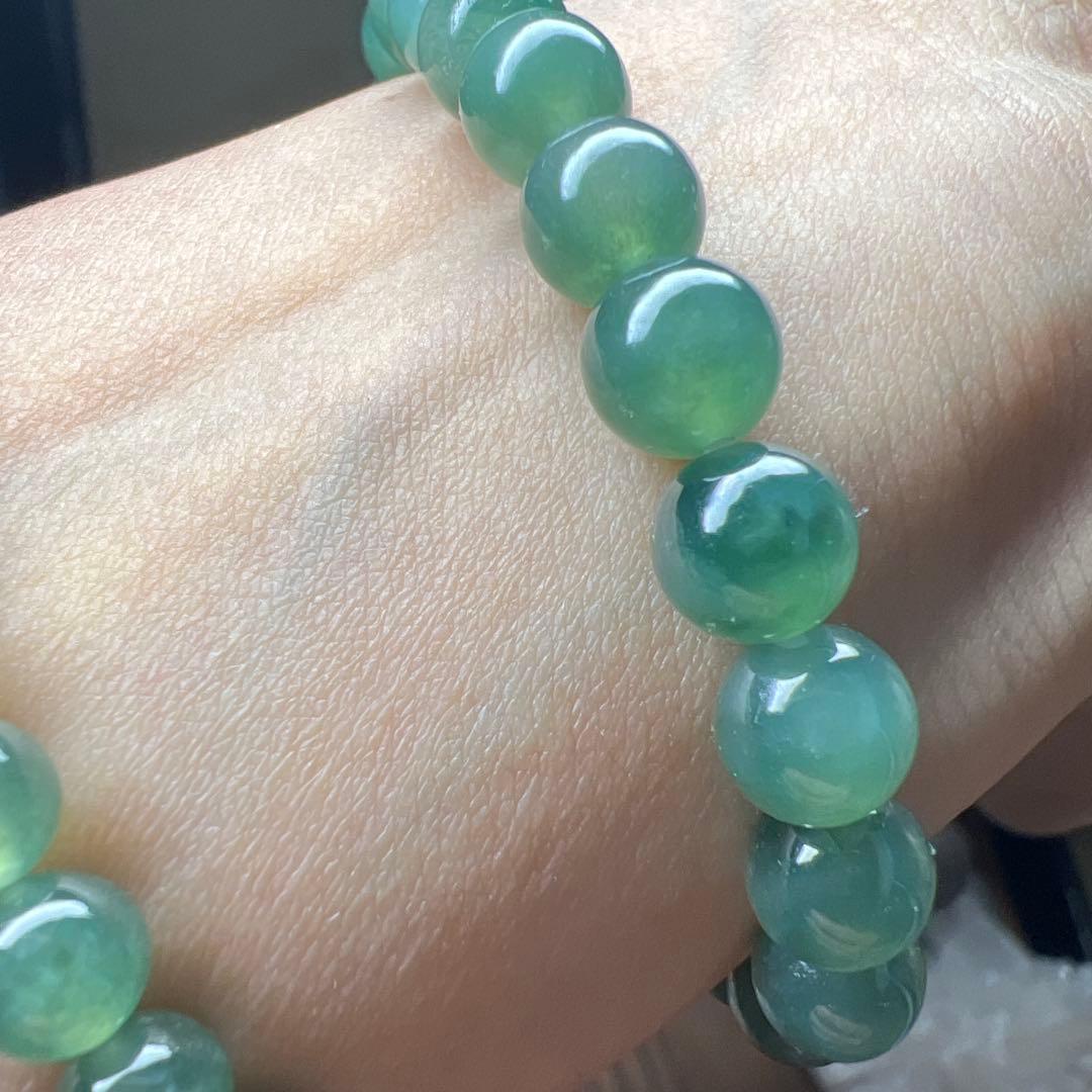 本翡翠、レアミャンマー産藍緑ブレスレット