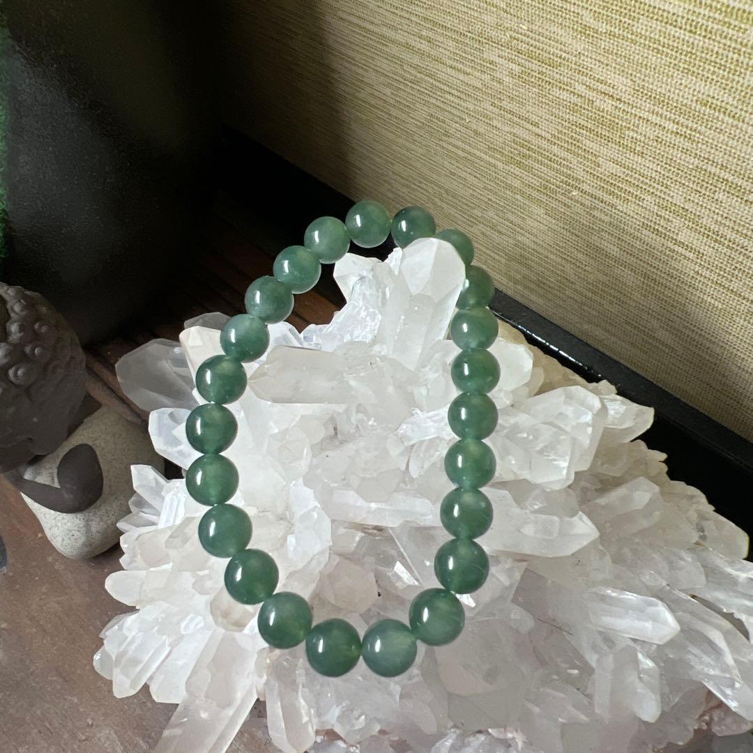 本翡翠、レアミャンマー産藍緑ブレスレット