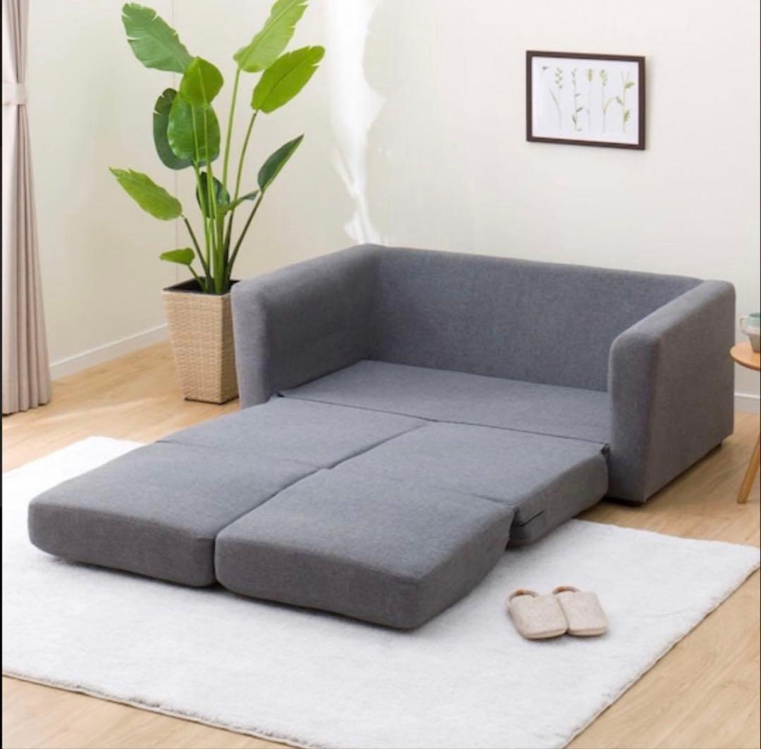 コンパクトにくつろげるソファベッド (フォワード GY) 2人掛け