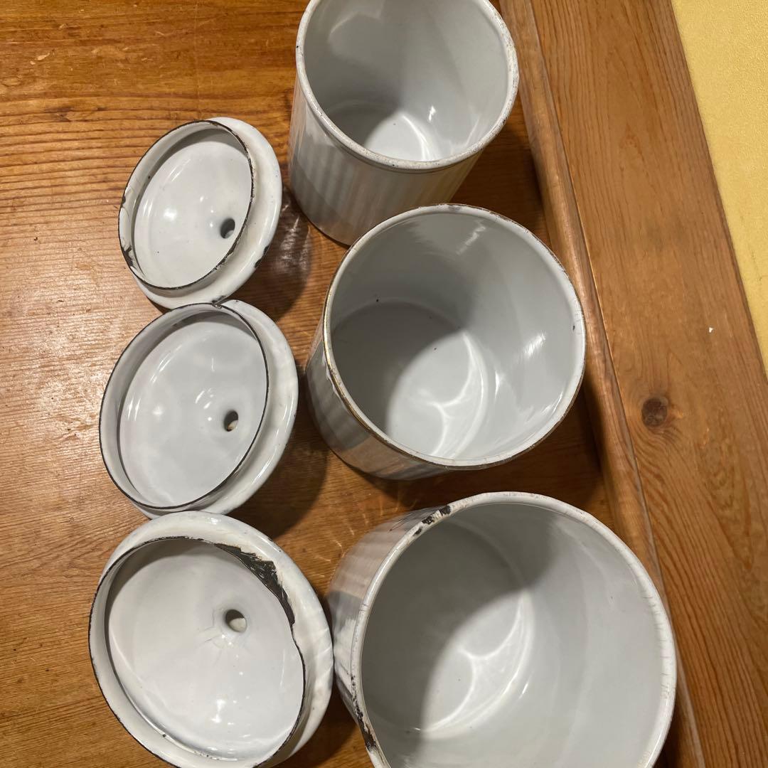 アンティークホーローキャニスター3個セット