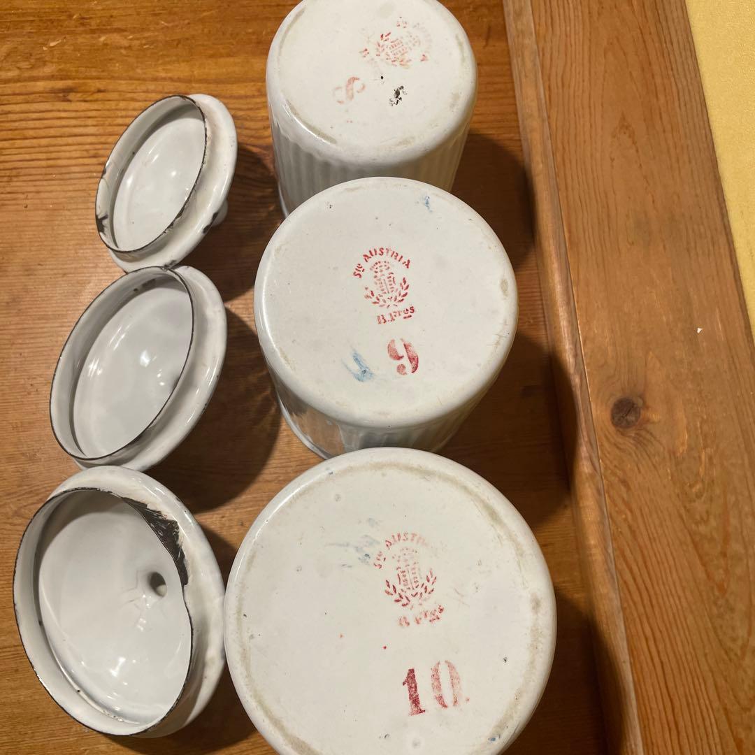 アンティークホーローキャニスター3個セット