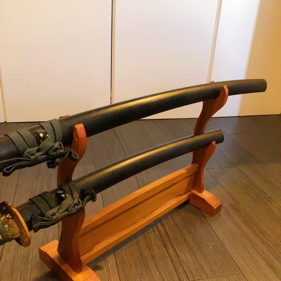 模造刀　緑拵え　美術刀剣　太刀　脇差　大小セット　2本セット