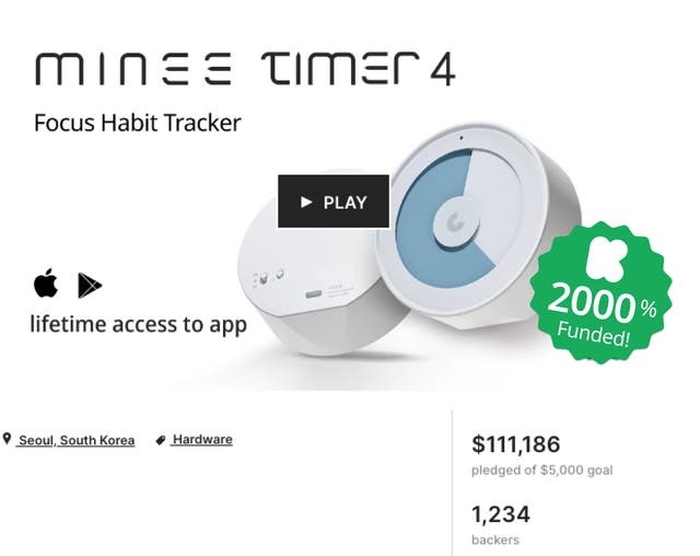 好評で3年ぶりに再登場！目標達成のための集中習慣追跡タイマー「minee