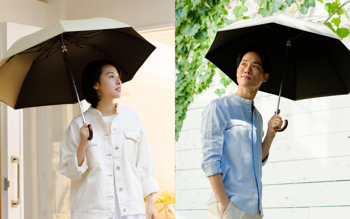 最高水準の日傘 COKAGE+ からワンタッチで開くユニセックスデザインが