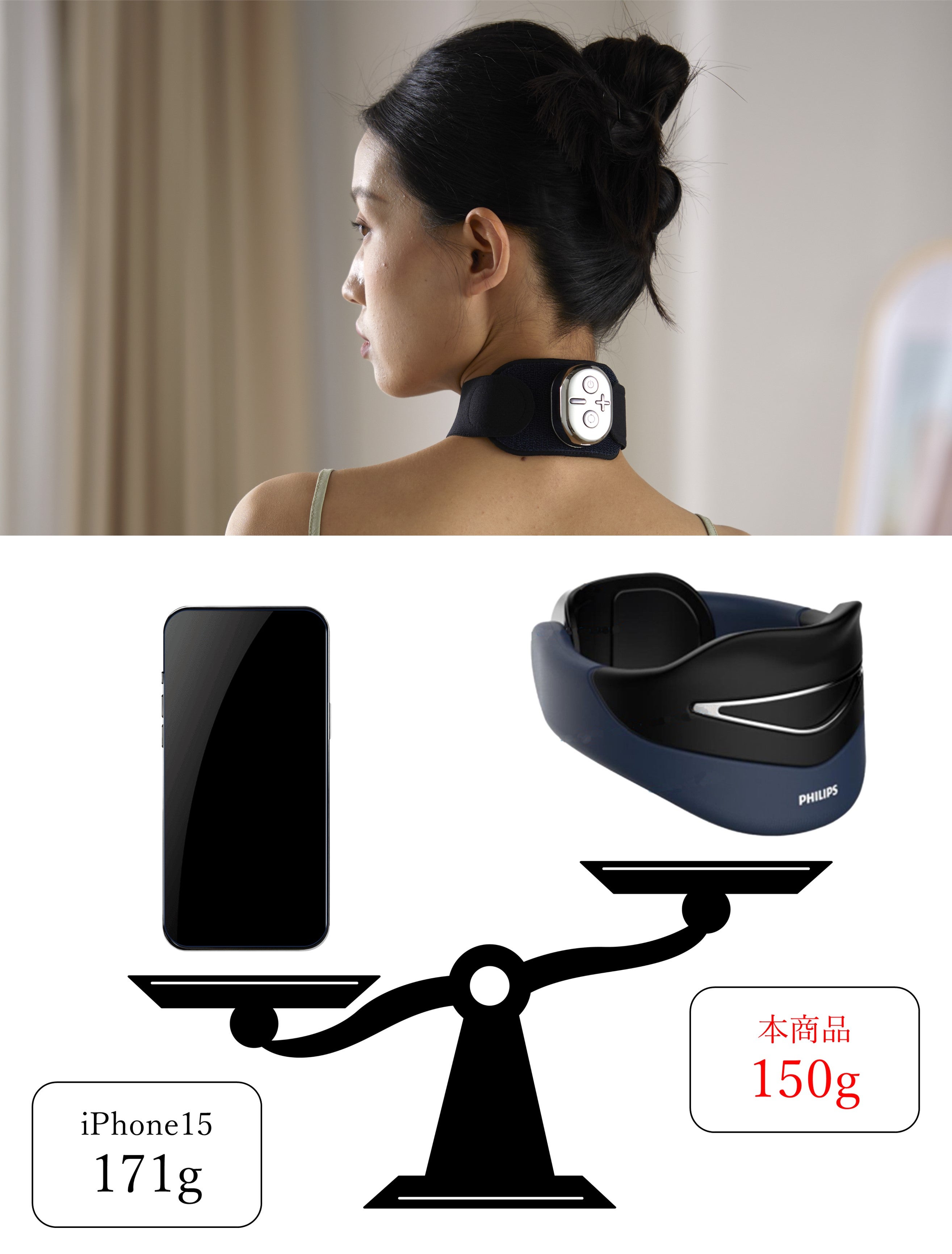 人間工学に基づいた上質な首ケア体験！首を支え姿勢補正【PHILIPS