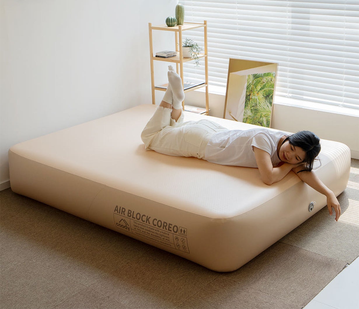 開封確認のみ】coody エアベッド AIR BLOCK ダブルサイズベージュ