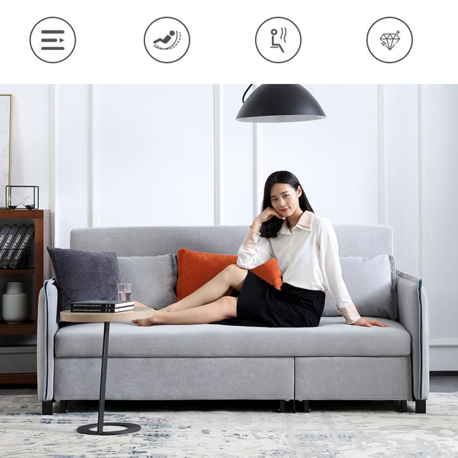 ソファベッド 幅1.4m 1.7m グレー ブルー 2人掛け 3人掛け