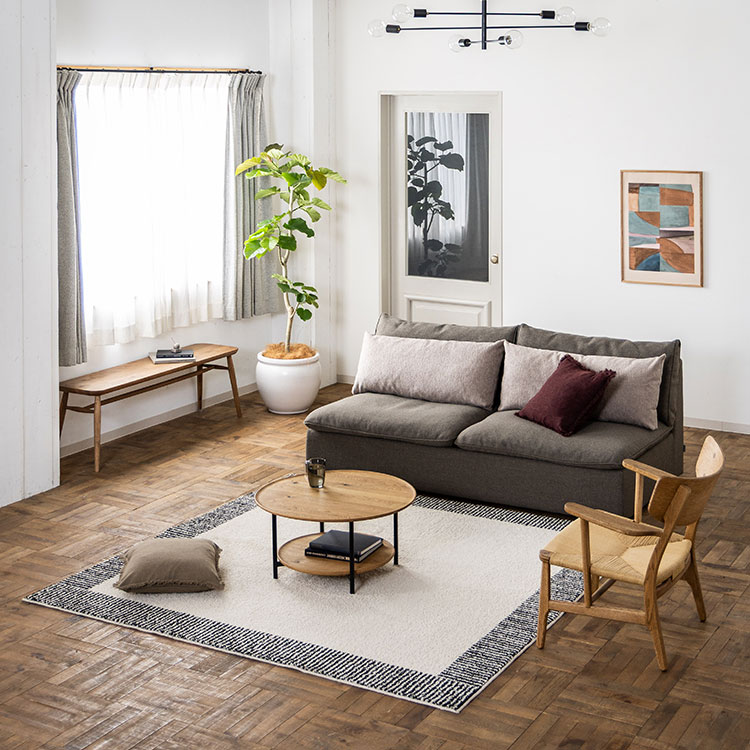 オフトソファ 1人掛け GRAチャコールグレー/TIMベージュ｜家具