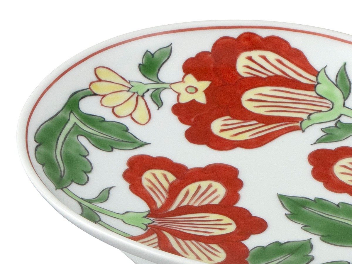 源右衛門窯 赤絵更紗唐花紋 楕円皿・小 / げんえもんがま 赤絵更紗唐