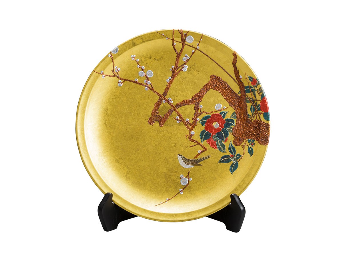 箔一 飾り皿 四季花鳥図 / はくいち 飾り皿 四季花鳥図 梅椿にうぐいす