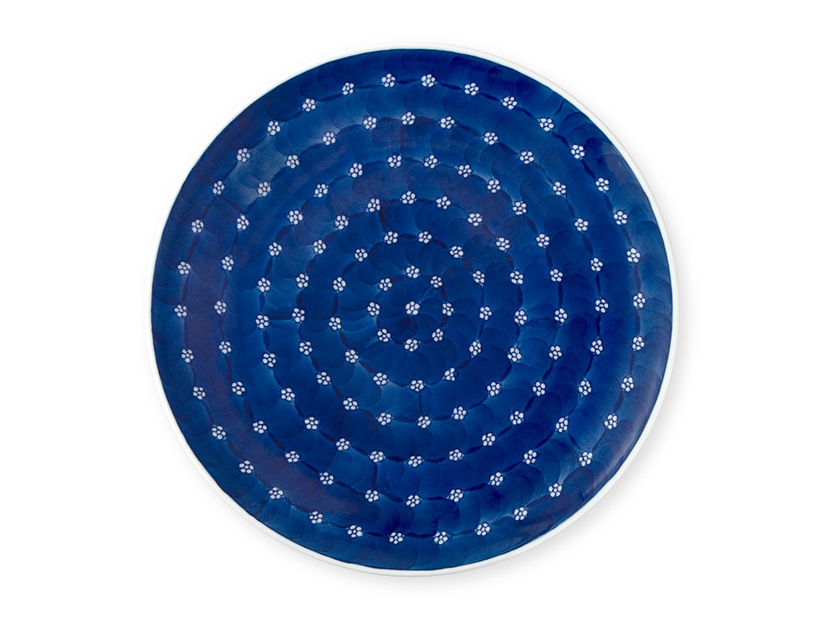 源右衛門窯 染付梅地紋 皿 / げんえもんがま 染付梅地紋 皿 直径24cm