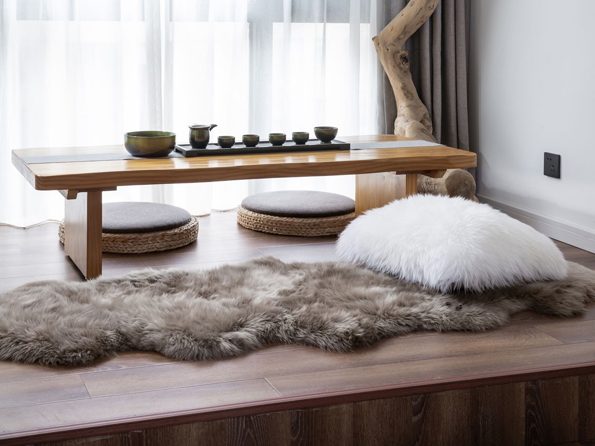 ブラウン系 ムートンラグ 長方形 クラスティーナ インテリア ブラウン