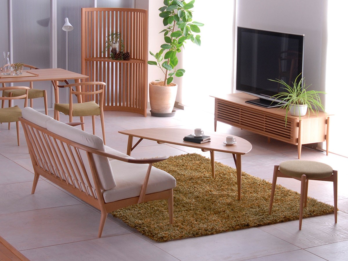 日進木工 WHITE WOOD Leaf Living Table / にっしんもっこう ホワイト