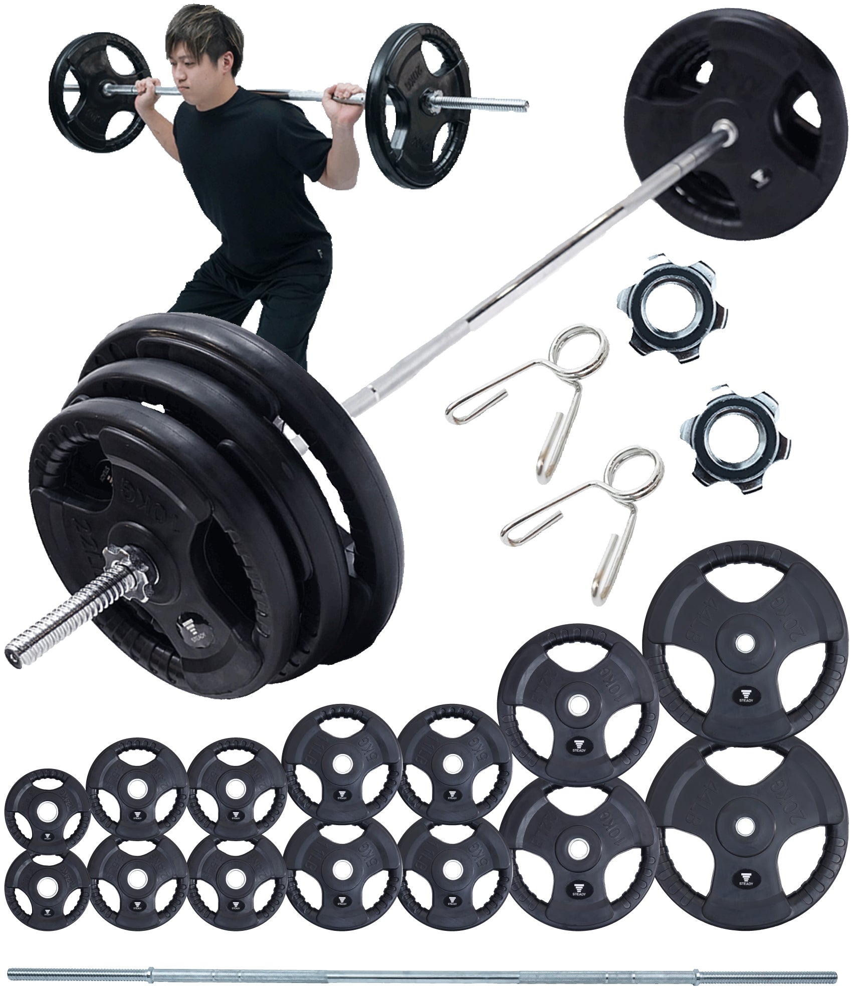 emmy5/7 ☆105kgバーベルプレート スタンド 168cmバーベル 楽天市場