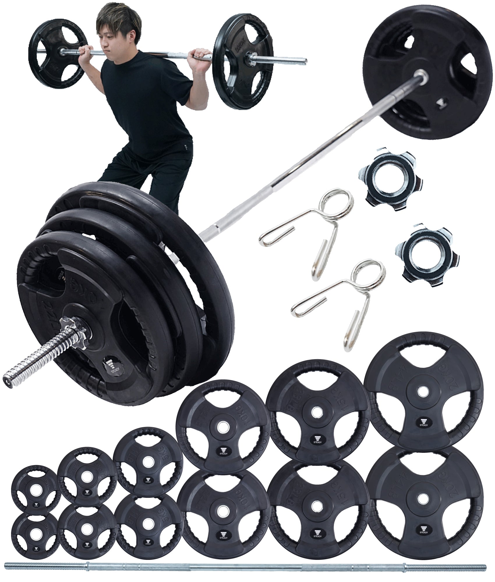 岡山県内で直接手渡し限定】プレート重量120kg+ベンチ+バーベル+EZバー