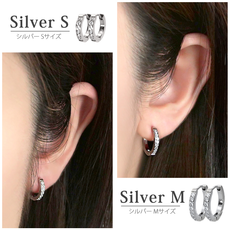 金属アレルギー対応 ステンレスピアス ハーフエタニティステンレス