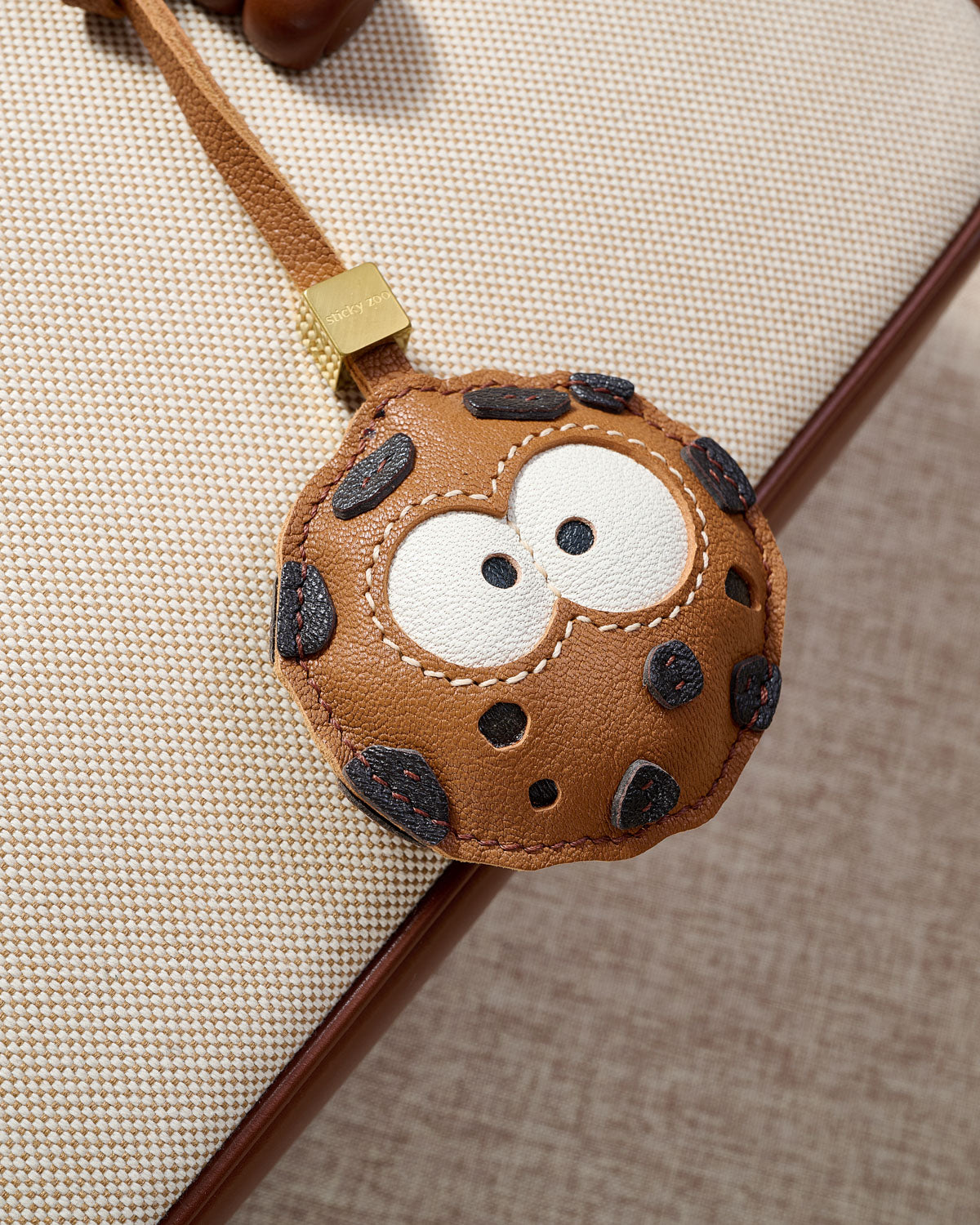 Cookies Leather Bag Charm & Keychain – Handmade in Brown french