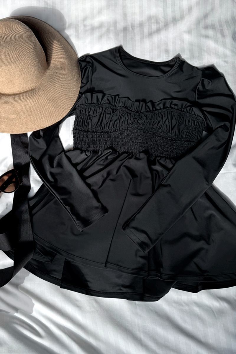 stina / shirring rash guard / black