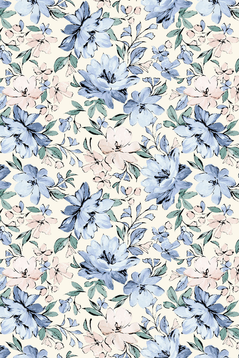 stina / type H half sleeve / light blue flower×aqua / kids / girl