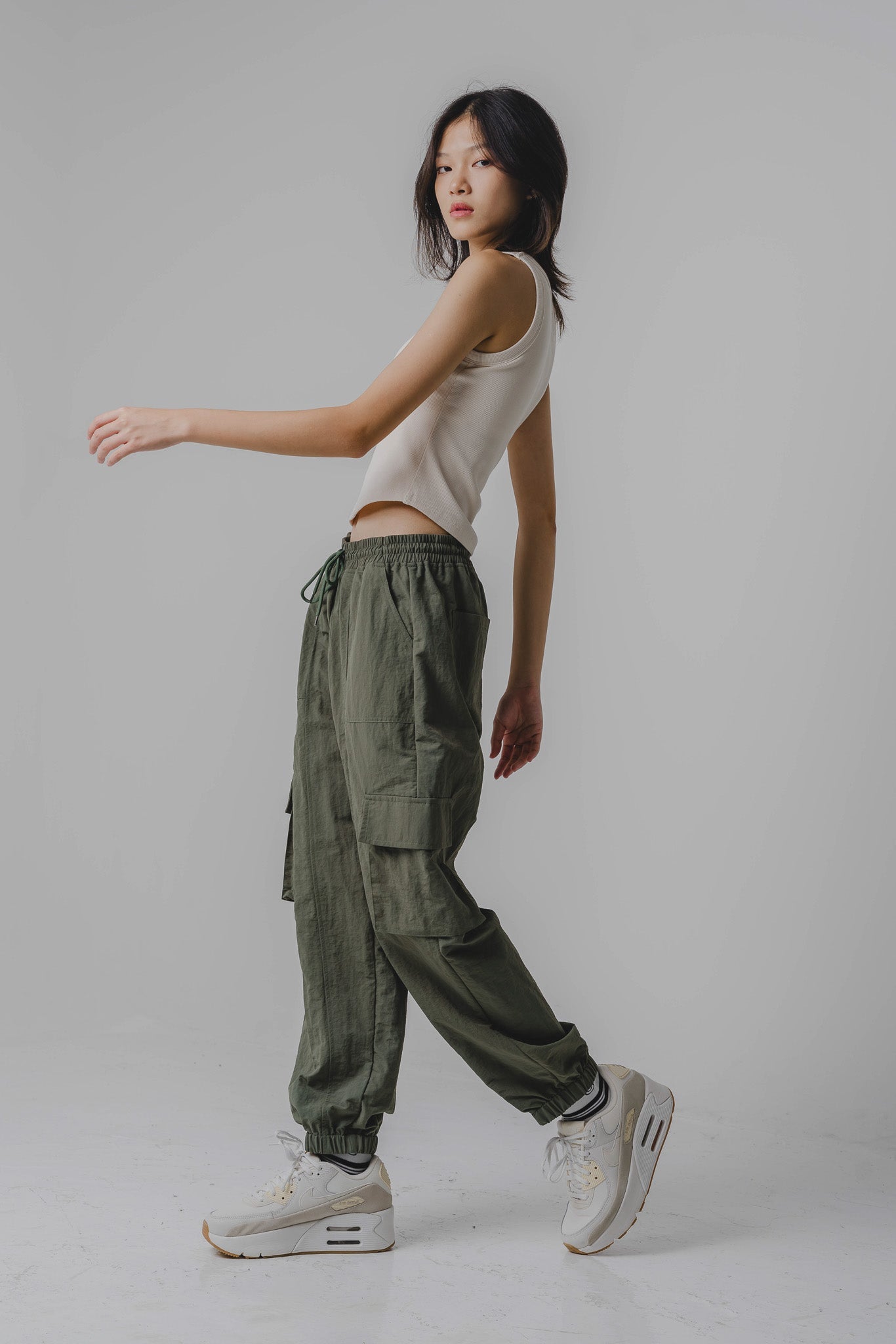 Zach Nylon Cargo Pants in Moss | Stranger